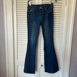 True Religion Joey Mid-Rise Flare Jeans blue denim 27 women